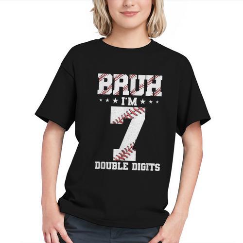 7th Birthday Baseball Bruh I'm 7 Double Digits 7 Years Old Graphic Youth - Sportilla