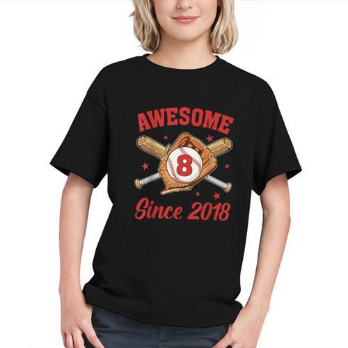 8 Year Old Boys Awesome Since 2018 Baseball Birthday Graphic Youth - Sportilla