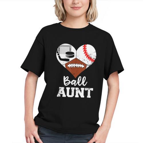 Ball Aunt Heart Football Baseball Hockey Game Day Graphic Youth - Sportilla