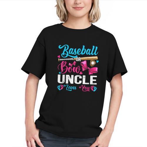 Baseball Or Bows Uncle Loves You Gender Reveal Graphic Youth - Sportilla