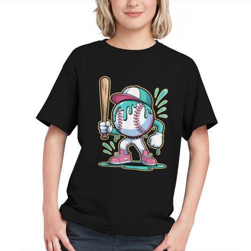 Baseball Character Cartoon Batter Drip Style Women Men Graphic Youth - Sportilla