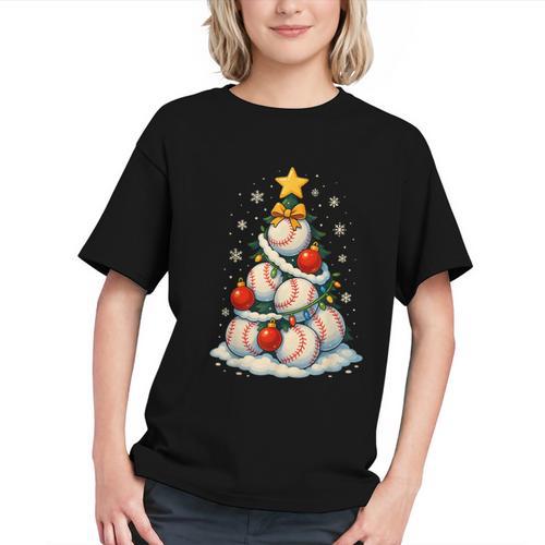 Baseball Christmas Tree Lights Santa Sport Player Lover Xmas Graphic Youth - Sportilla