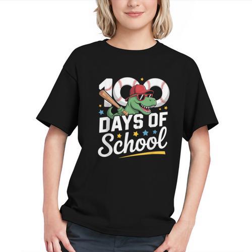 Baseball Dinosaur 100 Days Of School Kids Theme Graphic Youth - Sportilla