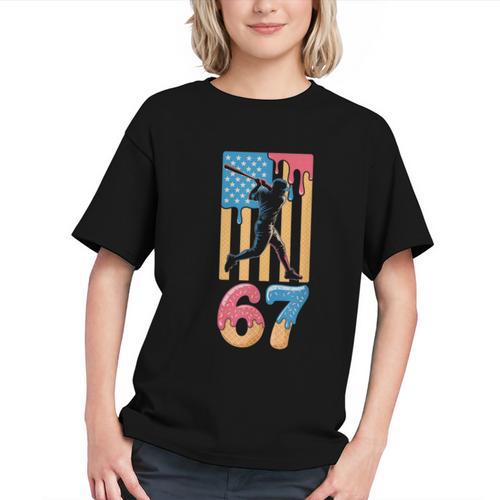 Baseball Drip USA Flag 67 Player 67th Birthday Ice Cream 67 Graphic Youth - Sportilla