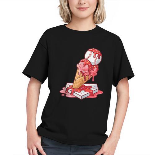 Baseball Ice Cream Drip Youth Strawberry Baseball Red Graphic Youth - Sportilla