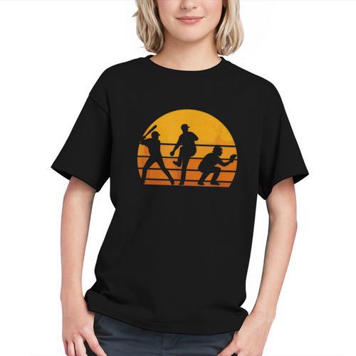 Baseball Tee Sunset Silhouette Players Men Women Kids Graphic Youth - Sportilla
