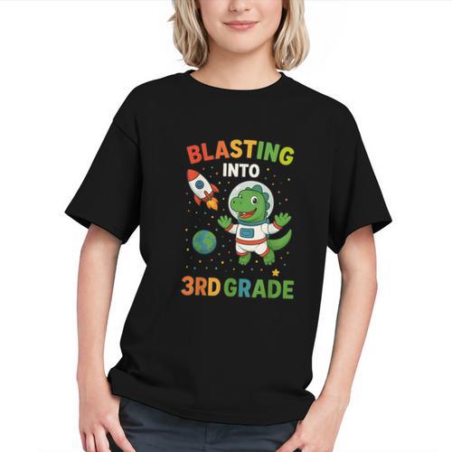 Blasting Into 3rd Grade Dinosaur Astronaut Back To School Graphic Youth - Savourry