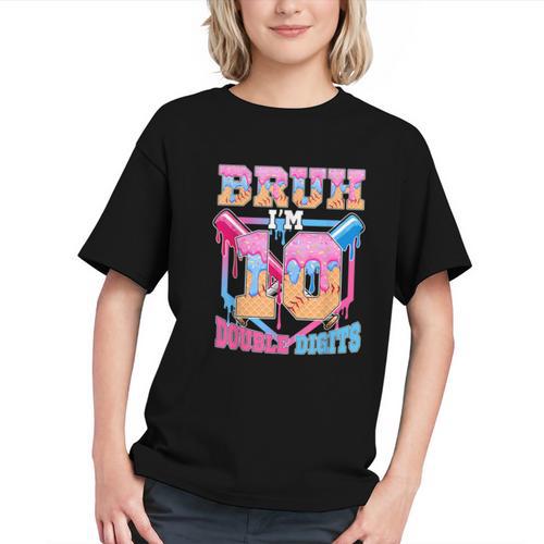 Boys 10 Double Digits 10th Birthday Ice Cream Baseball Drip Graphic Youth - Sportilla