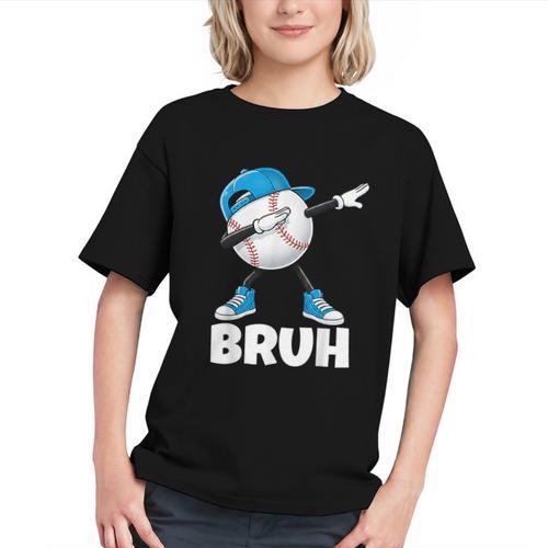 Boys Baseball Graphic Tee Teen Apparel Cute Meme Bruh Graphic Youth - Sportilla