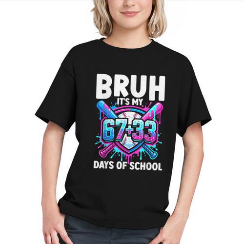 Bruh It's My 67 33 Days Of School Baseball 100 Days Smarter Graphic Youth - Sportilla