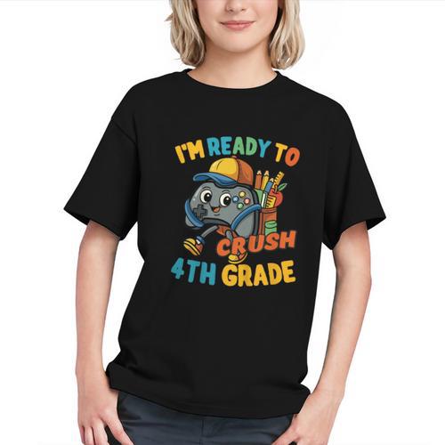 Conquer 4th Grade! First Day Back to School Youth T-Shirt - Savourry