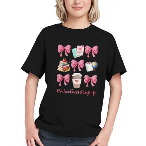 Coquette Bow School Secretary Back to School Youth T-shirt - Savourry