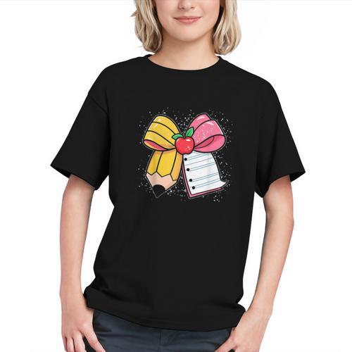 Coquette Pencil Bow First Day Back to School Youth T-Shirt - Savourry