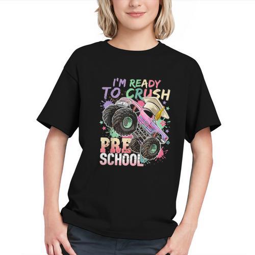 Crush Preschool! Girls Monster Truck Back to School Youth T-Shirt - Savourry