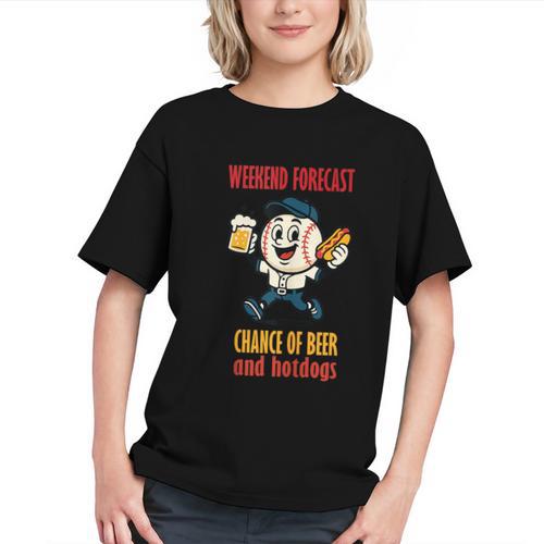 Cute Baseball Fan Weekend Forecast Change Of Beer And Hotdog Graphic Youth - Sportilla