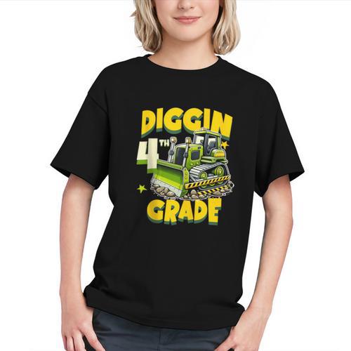 Digging Into 4th Grade! Bulldozer Back to School Youth T-Shirt - Savourry