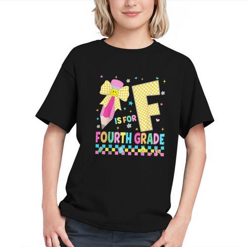 F Is For Fourth Grade Back To School Pencil Bow 4th Grade Graphic Youth - Savourry