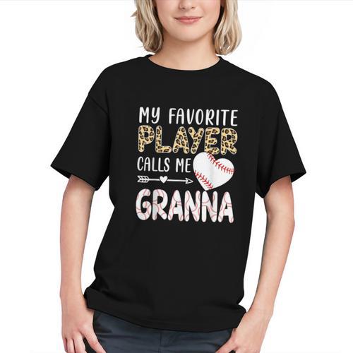 My Favorite Player Calls Me Granna Baseball Leopard Graphic Youth - Sportilla