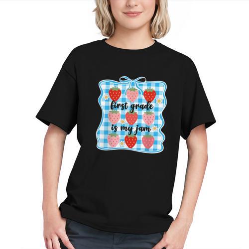 First Grade Is My Jam Strawberry 1st Grade Back To School Graphic Youth - Savourry