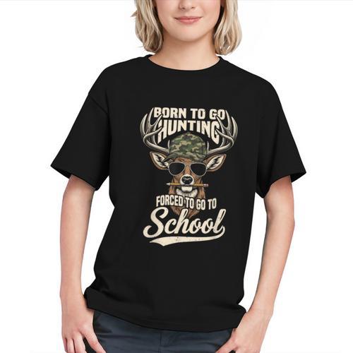 Forced to Go to School Deer Hunting Youth T-shirt - Savourry