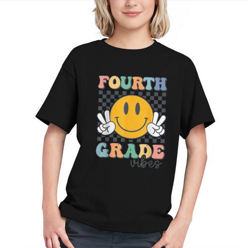 Groovy 4th Grade Vibes! Retro Smile Back to School Youth T-shirt - Savourry