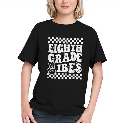 Groovy 8th Grade Checkerboard Back to School Youth T-Shirt - Savourry