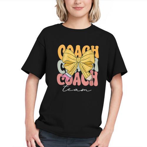 Groovy Coach Team Coquette Bow Back to School Youth T-Shirt - Savourry