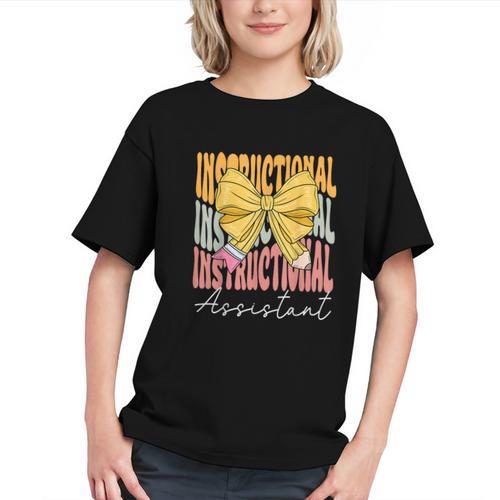 Groovy Instructional Assistant Coquette Bow Back to School Youth T-Shirt - Savourry