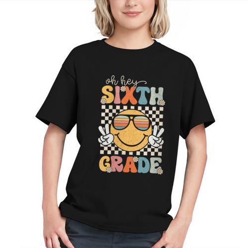 Groovy Smiley Face 6th Grade Back to School Youth T-shirt - Savourry