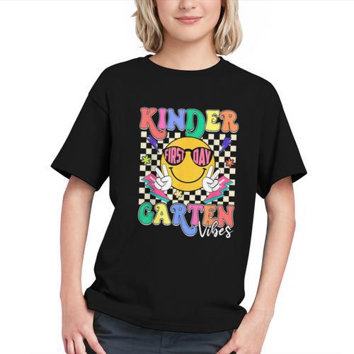 Groovy Smiley Kindergarten Team Back to School Youth T-shirt - Savourry