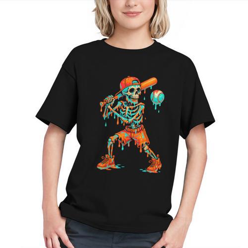 Halloween Baseball Skeleton Ice Cream Drip Baseball Boys Kid Graphic Youth - Sportilla