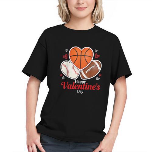 Happy Valentine’s Basketball Football Valentine Baseball Graphic Youth - Sportilla