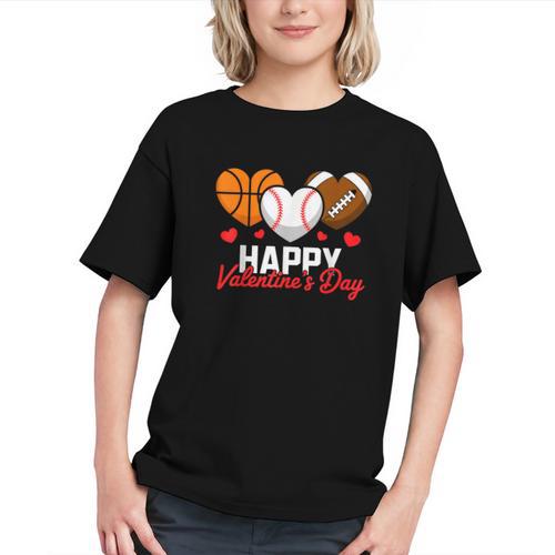 Happy Valentine’s Day Basketball Football Baseball Hearts Graphic Youth - Sportilla
