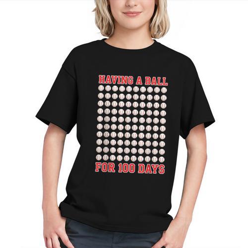 Having A Ball For 100 Days Of School 100th Baseball Graphic Youth - Sportilla
