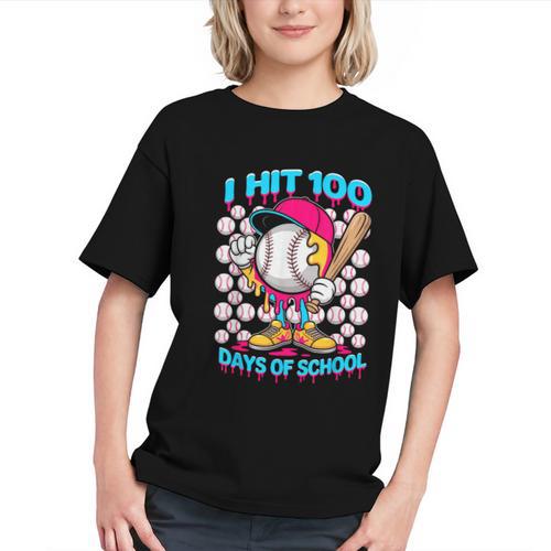 I Hit 100 Days Of School Baseball Ice Cream Drip Graphic Youth - Sportilla