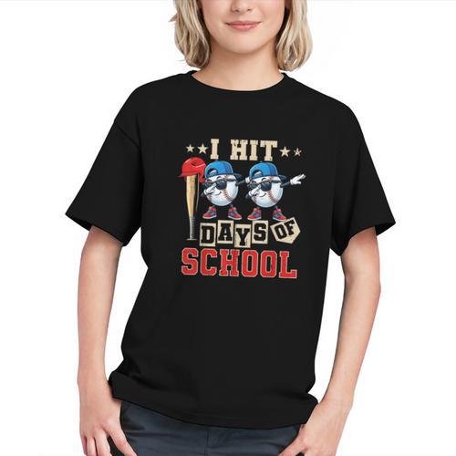 I Hit 100 Days Of School Baseball Kids Boy Teacher 100th Day Graphic Youth - Sportilla