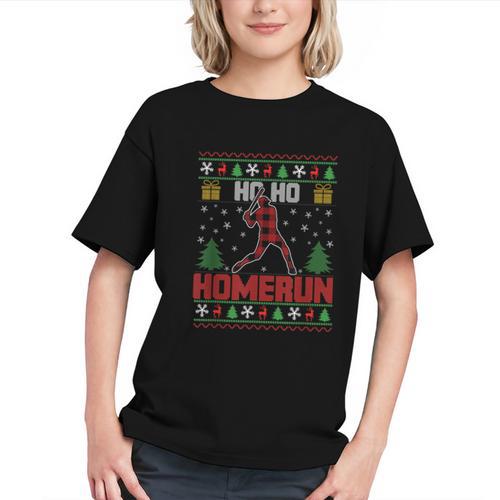 Ho Ho Homerun Xmas Sports Player Baseball Ugly Christmas Graphic Youth - Sportilla