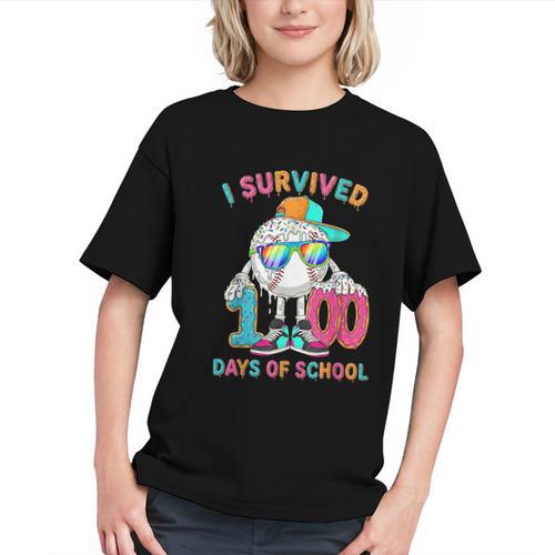 HUGvyn I Survived 100 Days Of School Baseball 6 7 Ice Cream Graphic Youth - Sportilla