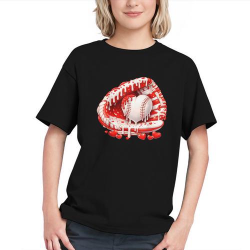 Kid Drip Ice Cream Baseball Heart Catcher Valentines Day Boy Graphic Youth - Sportilla