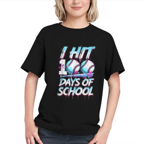 Kids 100 Days Of School 100th Day Baseball Ice Cream Drip Graphic Youth - Sportilla