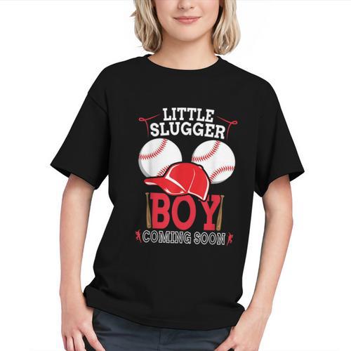 Little Slugger Boy Coming Soon Baby Announcement Baseball Graphic Youth - Sportilla