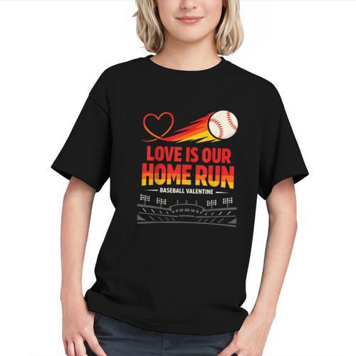 Love Is Our Home Run Baseball Valentine Couple Graphic Youth - Sportilla
