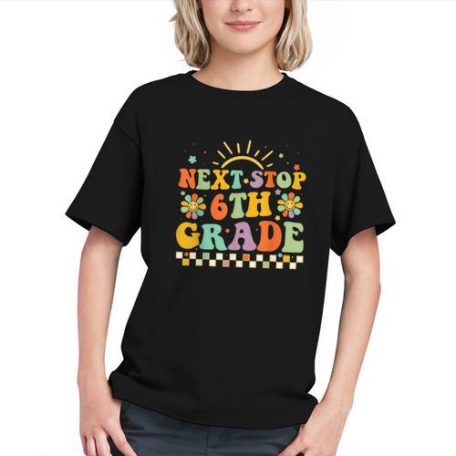 Next Stop 6th Grade Groovy Retro Sixth Grade Back To School Graphic Youth - Savourry