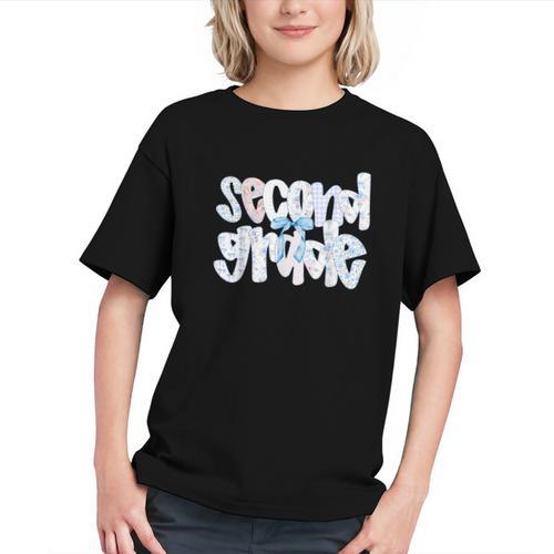Pastel Floral Bow Back to School 2nd Grade Youth T-shirt - Savourry