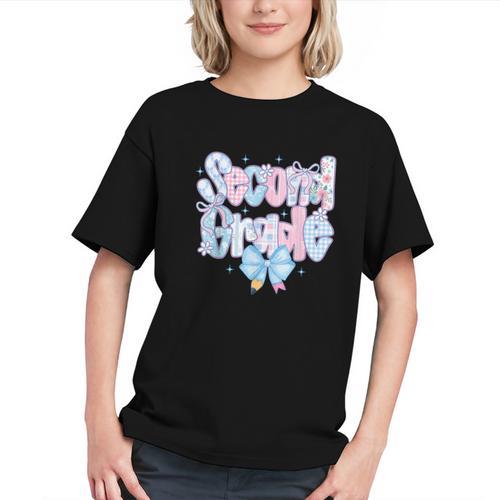 Preppy Second Grade First Day Back To School 2nd Grade Bow Graphic Youth - Savourry