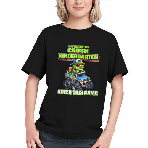 Ready to Crush Kindergarten! Dino Truck Back to School Youth T-Shirt - Savourry