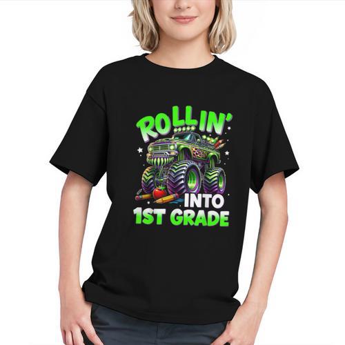 Rollin' Into 1st Grade Monster Truck Back To School Boys Graphic Youth - Savourry
