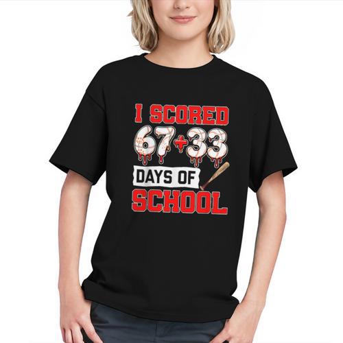 I Scored 6733 100th Days Of School Baseball Six Seven Meme Graphic Youth - Sportilla