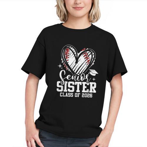 Senior Sister Class Of 2026 Baseball Graduation Heart Graphic Youth - Sportilla