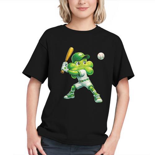 Shamrock Playing Baseball St Patricks Day Men Boys Kid Graphic Youth - Sportilla